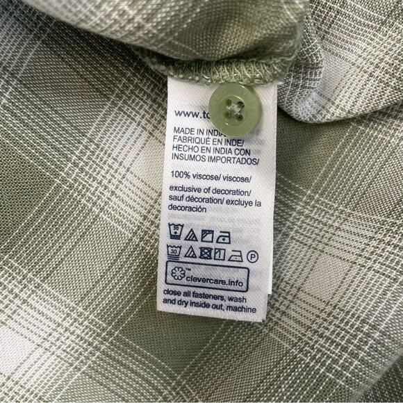 Tommy Hilfiger Plaid Blouse Size Medium vneck tunic green white long sleeve - Picture 5 of 7